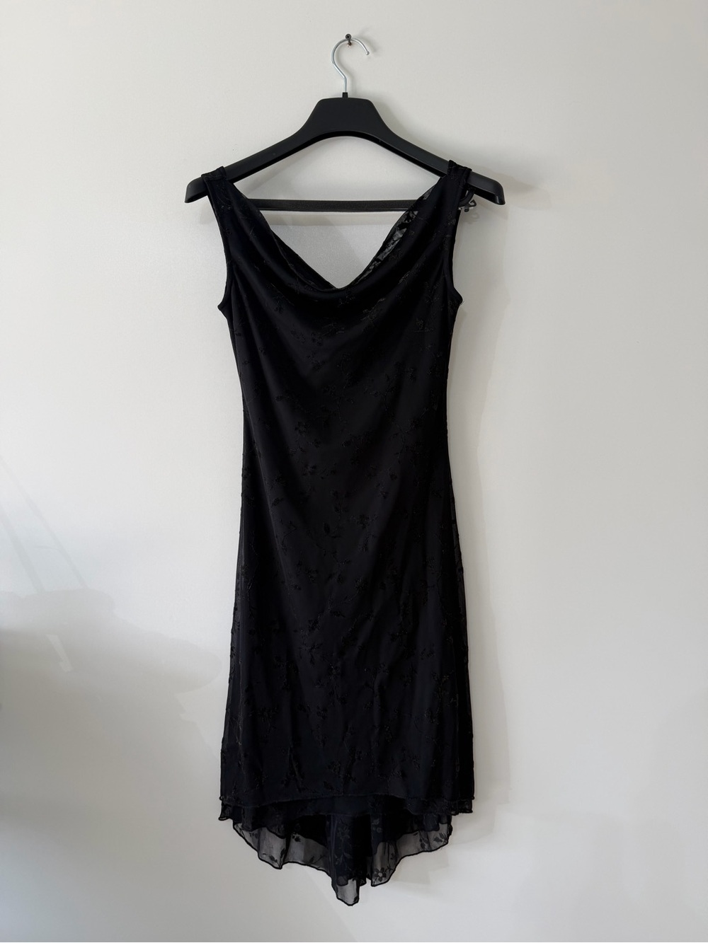 Teeze Me Black Cowl Neck High-Low Slip Dress